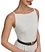 Donna Karan Sleeveless Square Neck Belted Jumpsuit, Color:Cream - Image 5