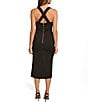 Color:Black - Image 2 - Sleeveless Square Neck Scuba Empire Waist Midi Dress