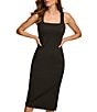 Color:Black - Image 4 - Sleeveless Square Neck Scuba Empire Waist Midi Dress