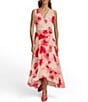 Color:Rose Quartz - Image 1 - Sleeveless V-Neck Floral Cascade Ruffle Chiffon Dress