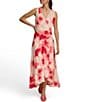 Color:Rose Quartz - Image 3 - Sleeveless V-Neck Floral Cascade Ruffle Chiffon Dress