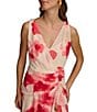 Color:Rose Quartz - Image 5 - Sleeveless V-Neck Floral Cascade Ruffle Chiffon Dress