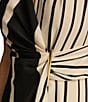 Color:Black/Parchment - Image 3 - Sleeveless V-Neck Striped Faux Wrap Midi Dress