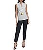 Donna Karan Sleeveless Wrap Front Hardware Blouse, Color:Cream - Image 3