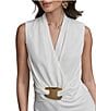 Donna Karan Sleeveless Wrap Front Hardware Blouse, Color:Cream - Image 4