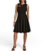 Color:Black - Image 1 - Sleeveless Zipper Neck Pleated Skirt Fit and Flare Dress