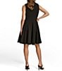 Color:Black - Image 2 - Sleeveless Zipper Neck Pleated Skirt Fit and Flare Dress