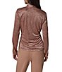 Donna Karan Solid Crinkle Knit Draped Surplice V-Neck Long Sleeve Side Tie Hem Top - Image 6