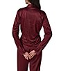 Donna Karan Solid Crinkle Knit Draped Surplice V-Neck Long Sleeve Side Tie Hem Top - Image 2