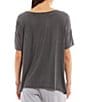 Color:Heather Charcoal - Image 2 - Solid Drop Shoulder Short Sleeve Round Neck Shirt