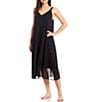 Color:Black - Image 1 - Solid Jersey Knit Sleeveless V-Neck Nightgown