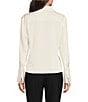 Donna Karan Spread Collar Long Sleeve Pointed Hem Button Down Blouse, Color:Cream - Image 2