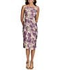 Donna Karan Square Neck Brocade Sleeveless Sheath Midi Dress, Color:Wisteria Multi - Image 1