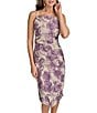 Donna Karan Square Neck Brocade Sleeveless Sheath Midi Dress, Color:Wisteria Multi - Image 4