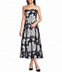 Donna Karan Strapless Floral Jacquard A Line Midi Dress - Image 1
