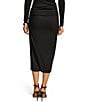 Color:Black - Image 2 - Stretch Crepe Twist Waist Sheath Midi Skirt