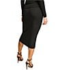 Color:Black - Image 4 - Stretch Crepe Twist Waist Sheath Midi Skirt