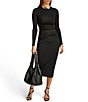Color:Black - Image 5 - Stretch Crepe Twist Waist Sheath Midi Skirt