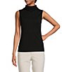 Donna Karan Stretch Draped Mock Neckline Sleeveless Top, Color:Black - Image 1