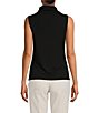 Donna Karan Stretch Draped Mock Neckline Sleeveless Top, Color:Black - Image 2