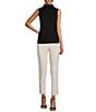 Donna Karan Stretch Draped Mock Neckline Sleeveless Top, Color:Black - Image 3