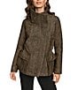 Donna Karan Stretch Herringbone Jacquard Envelope Collar Zip Front Jacket, Color:Black/Gold Combo - Image 2