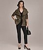 Donna Karan Stretch Herringbone Jacquard Envelope Collar Zip Front Jacket, Color:Black/Gold Combo - Image 5