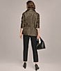 Donna Karan Stretch Herringbone Jacquard Envelope Collar Zip Front Jacket, Color:Black/Gold Combo - Image 6