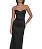 Donna Karan Stretch Mikado Strapless Sweetheart Column Gown, Color:Black - Image 4