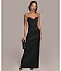 Donna Karan Stretch Mikado Strapless Sweetheart Column Gown, Color:Black - Image 7