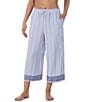 Color:Blue Stripe - Image 1 - Striped Seersucker Coordinating Cropped Sleep Pants