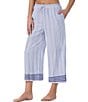 Color:Blue Stripe - Image 3 - Striped Seersucker Coordinating Cropped Sleep Pants