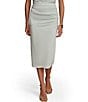 Color:Frost Blue - Image 1 - Textured Crepe Jersey Ruched Pencil Midi Skirt