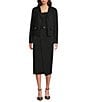 Donna Karan Tweed Notch Collar Long Sleeve Open Front Jacket - Image 3