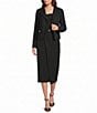 Donna Karan Tweed Notch Collar Long Sleeve Open Front Jacket - Image 3