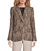 Donna Karan Tweed Notch Collard Long Sleeve One Button Jacket, Color:Chocolate Plum Multi - Image 1