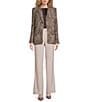 Donna Karan Tweed Notch Collard Long Sleeve One Button Jacket, Color:Chocolate Plum Multi - Image 3