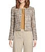 Donna Karan Tweed Round Neck Open Front Jacket, Color:Weathered Sage Multi - Image 1