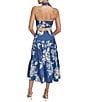 Donna Karan V-Neck Belted A-Line Midi Dress, Color:Blue Multi - Image 2