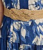 Donna Karan V-Neck Belted A-Line Midi Dress, Color:Blue Multi - Image 6