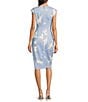 Donna Karan V-Neck Cap Sleeve Ruched Sheath Dress, Color:Glacial Blue - Image 2
