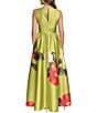 Donna Karan V-Neck Floral Print A-Line Dress, Color:Summer Citron - Image 2