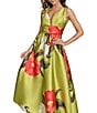 Donna Karan V-Neck Floral Print A-Line Dress, Color:Summer Citron - Image 3
