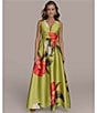 Donna Karan V-Neck Floral Print A-Line Dress, Color:Summer Citron - Image 6