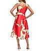 Donna Karan V-Neck Sleeveless Abstract Floral Print Dress, Color:Beach Sand - Image 2