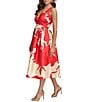Donna Karan V-Neck Sleeveless Abstract Floral Print Dress, Color:Beach Sand - Image 3