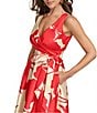 Donna Karan V-Neck Sleeveless Abstract Floral Print Dress, Color:Beach Sand - Image 5