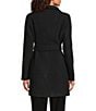 Donna Karan Wool Blend Asymmetrical Wing Collar Belted Wrap Coat, Color:Black Twill - Image 4