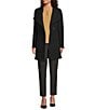 Donna Karan Wool Blend Asymmetrical Wing Collar Belted Wrap Coat, Color:Black Twill - Image 5