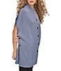 Donna Karan Wool Blend Button Front Mock Neck Capelet, Color:Tempest - Image 3